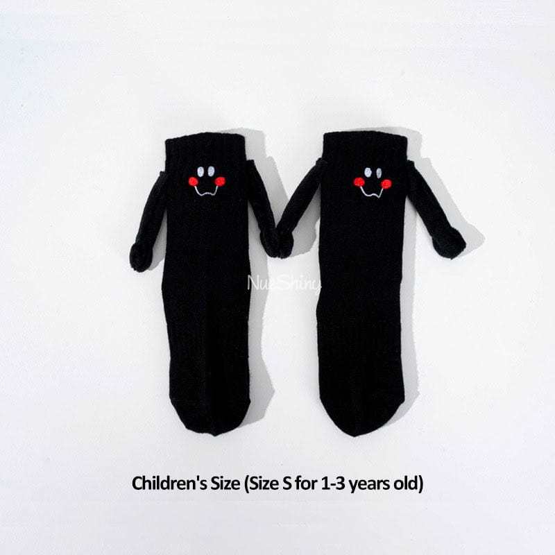 Funny Children Holding Hands Black Socks (1-3 Years Old)丨NueShiny