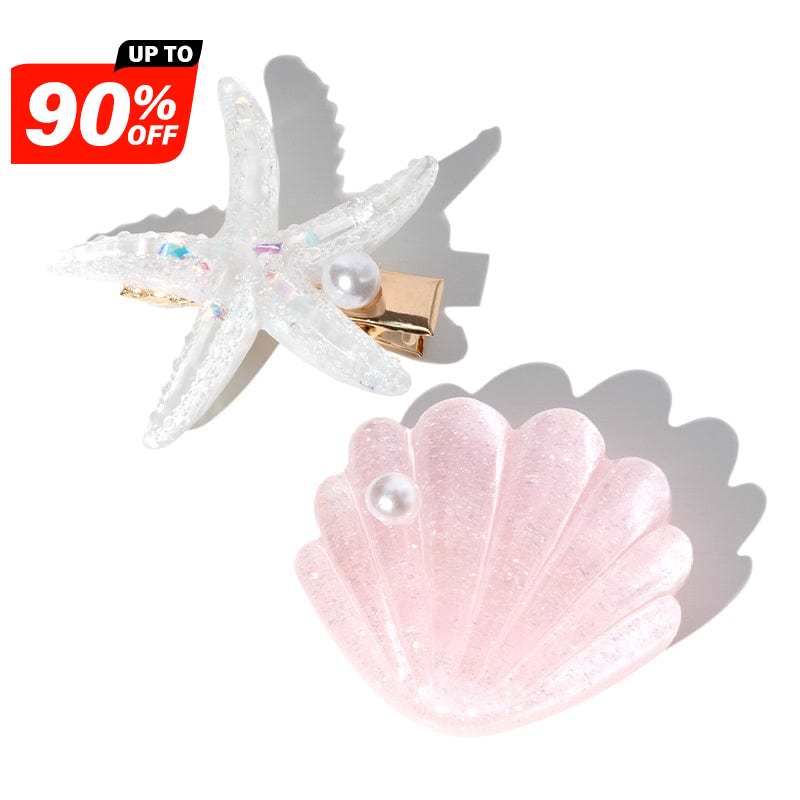 Pink Shell Pearl Starfish Hair Clip Set丨NueShiny