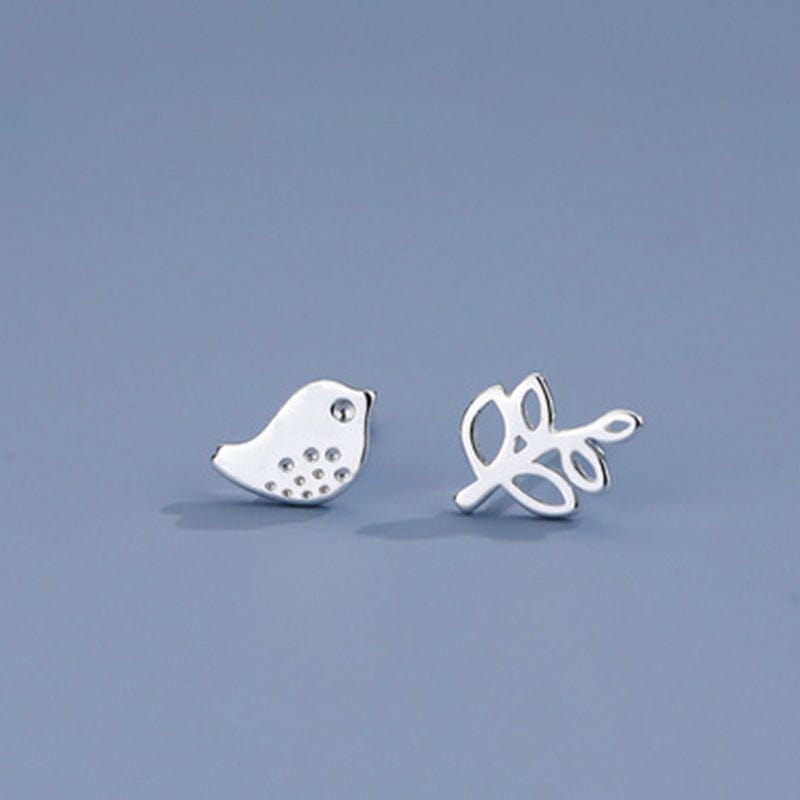 Sterling Silver Bird and Tree Earrings丨NueShiny