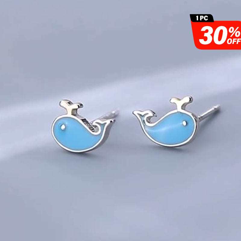 Sterling Silver Blue Whale Earrings丨NueShiny