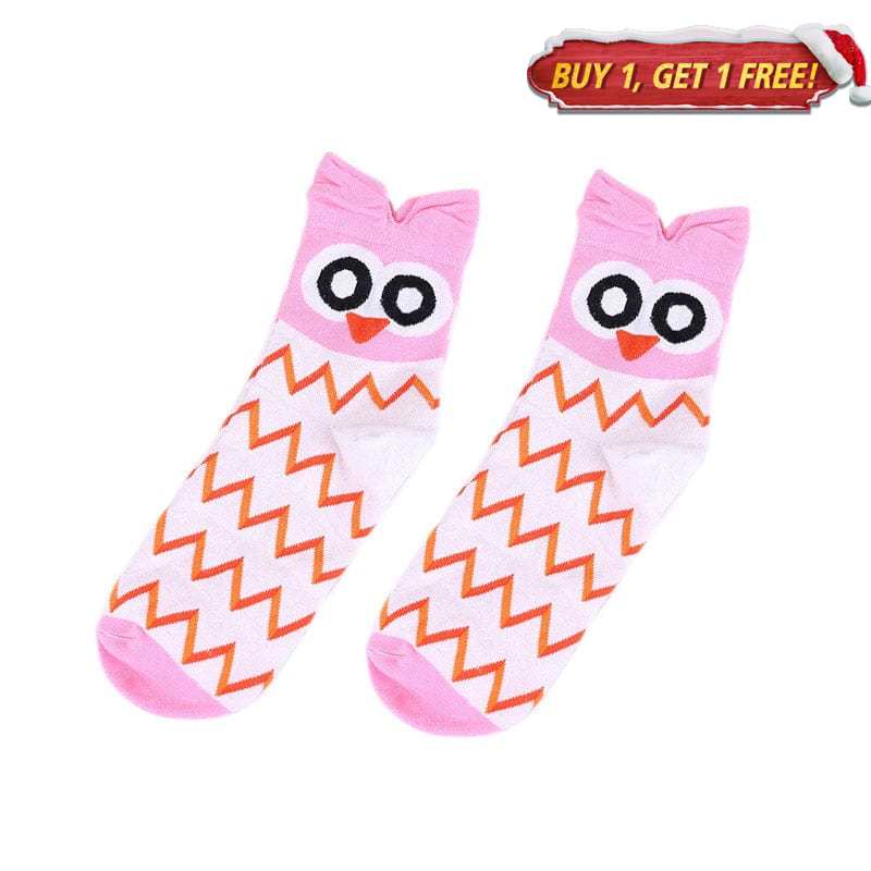 Owl Eyes on You Cute and Cozy Pink Socks | NueShiny