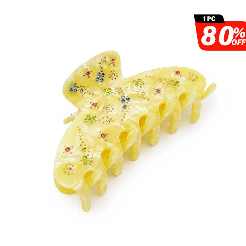 French Diamond Premium Hair Claw Shark Clip In Yellow丨NueShiny