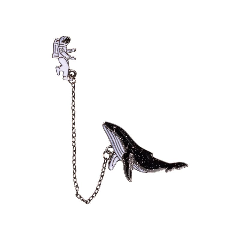 Cosmic Voyager Whale Companion Enamel Lapel Brooch丨NueShiny