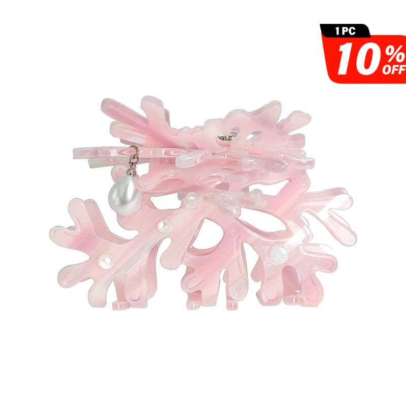 Medium Rose Opal Sea Dream Coral Treasure Hair Claw  | Nueshiny