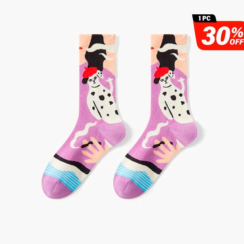 Artistic Spotted Dog Socks丨NueShiny