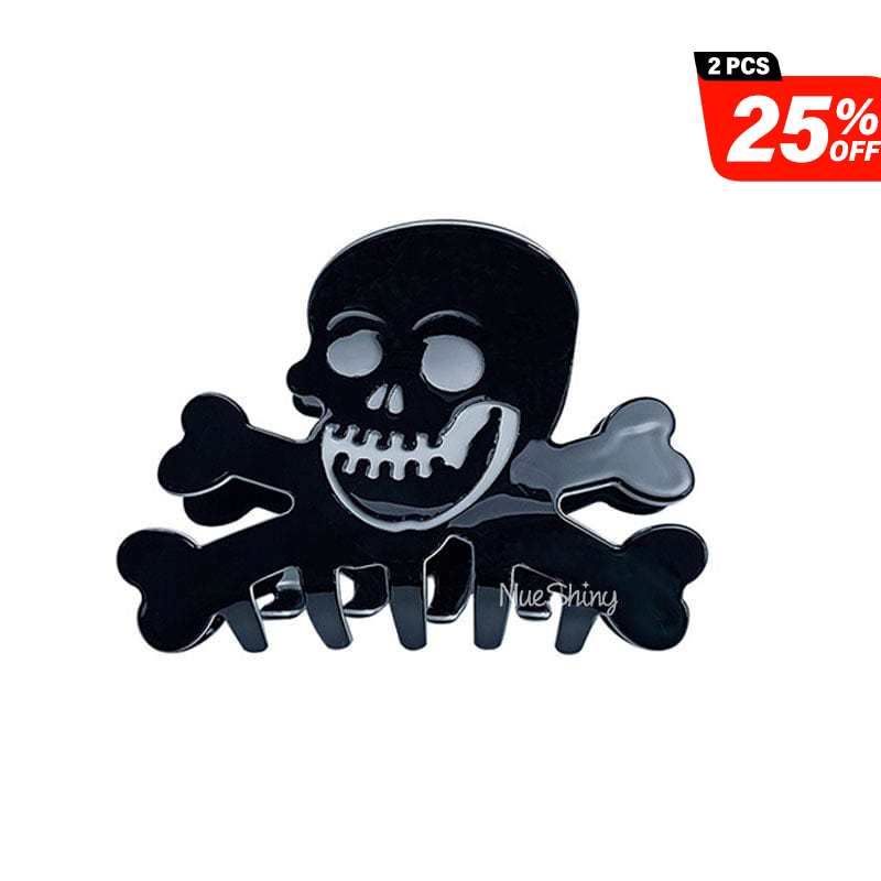 Black Skull Happy Halloween Hair Claw