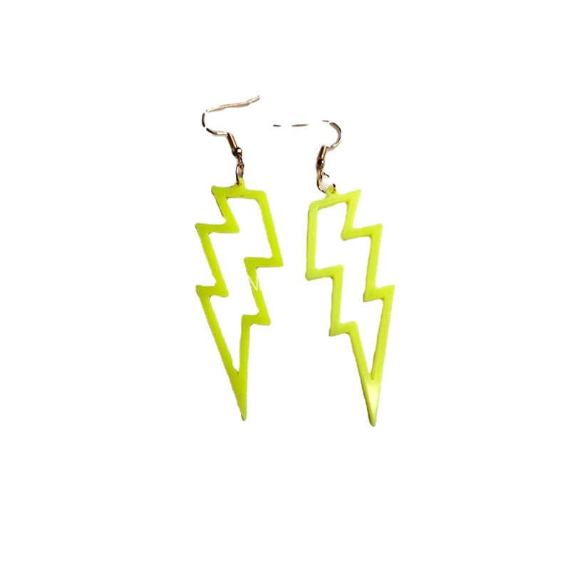 Punk Lightning-shaped Fluorescent Yellow Earrings丨NueShiny