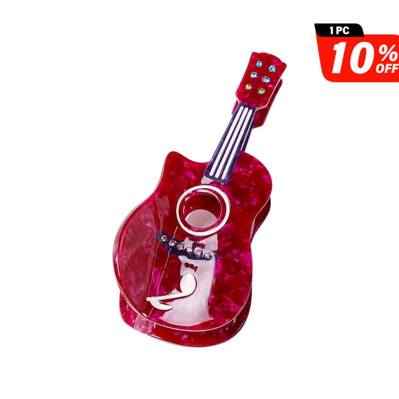 Large  Red Cartoon Guitar  Hair Claw | NueShiny