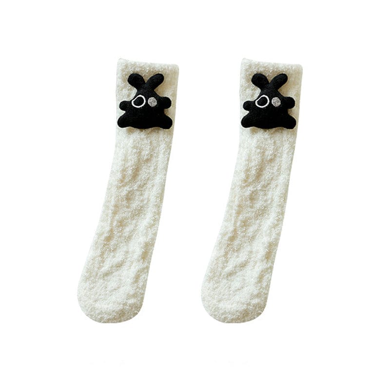 White Fleece Bunny Socks丨NueShiny