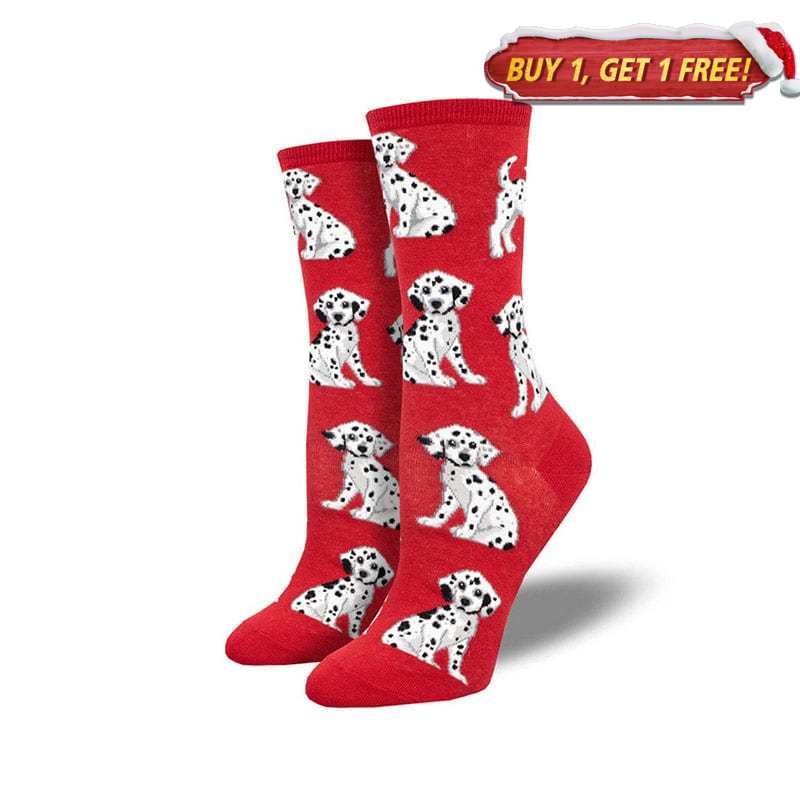 Red Dalmatian Socks