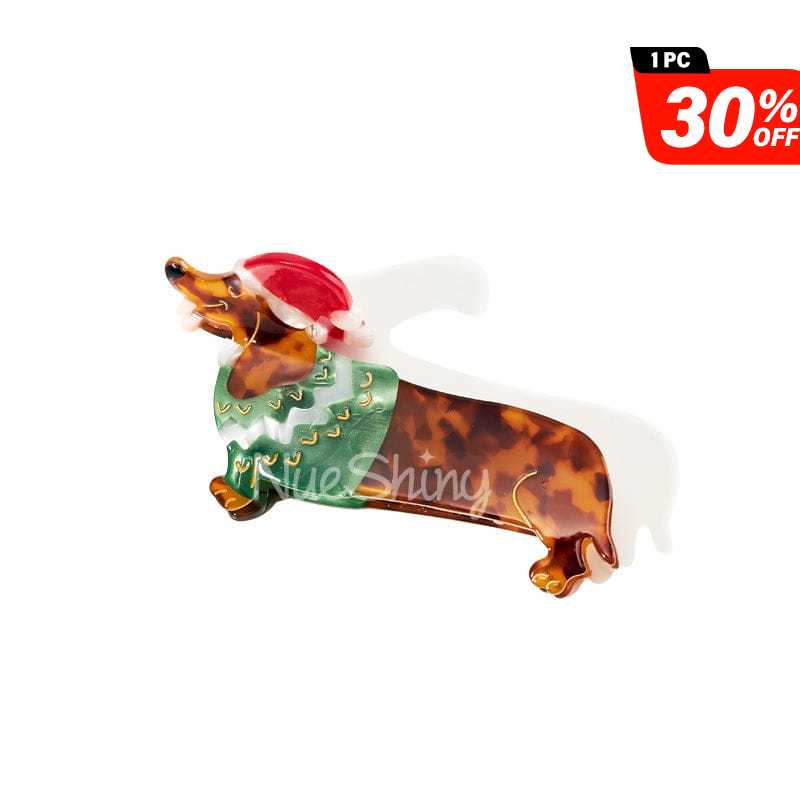 Christmas Dachshund Dog Hair Claw丨NueShiny