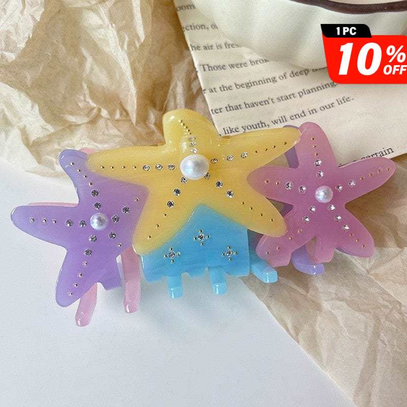 Medium  Multicolor conjoined starfish - purple, yellow and pink Hair Claw | NueShiny