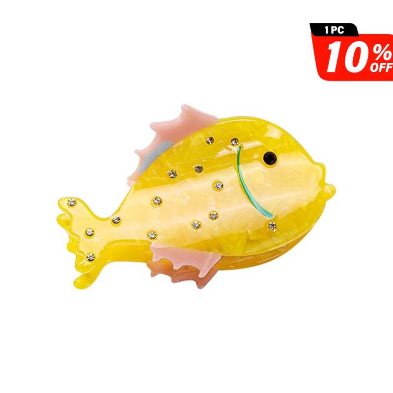 Medium  Yellow And Pink Mixed Cartoon Fish Hair Claw | NueShiny