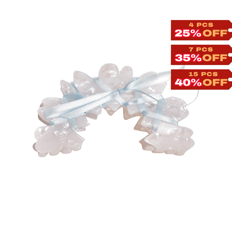 Medium White Ribbon Bow Hair Claw | NueShiny