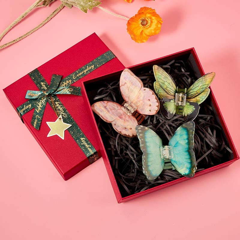 Dancing Butterflies Pink Green Blue 3 Pcs Gift Set | NueShiny