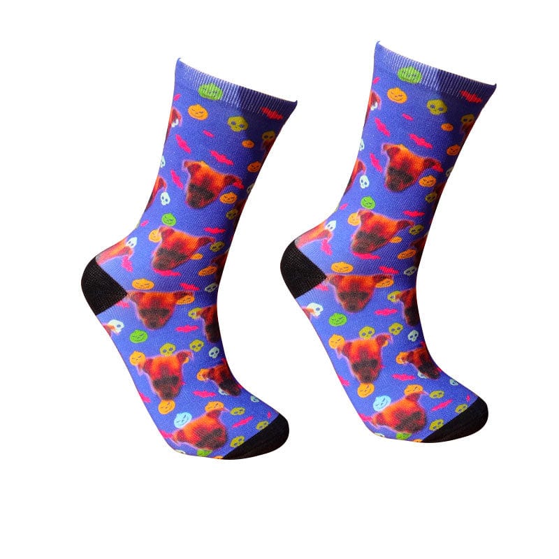 Purple Dog Head Dotted Socks丨NueShiny