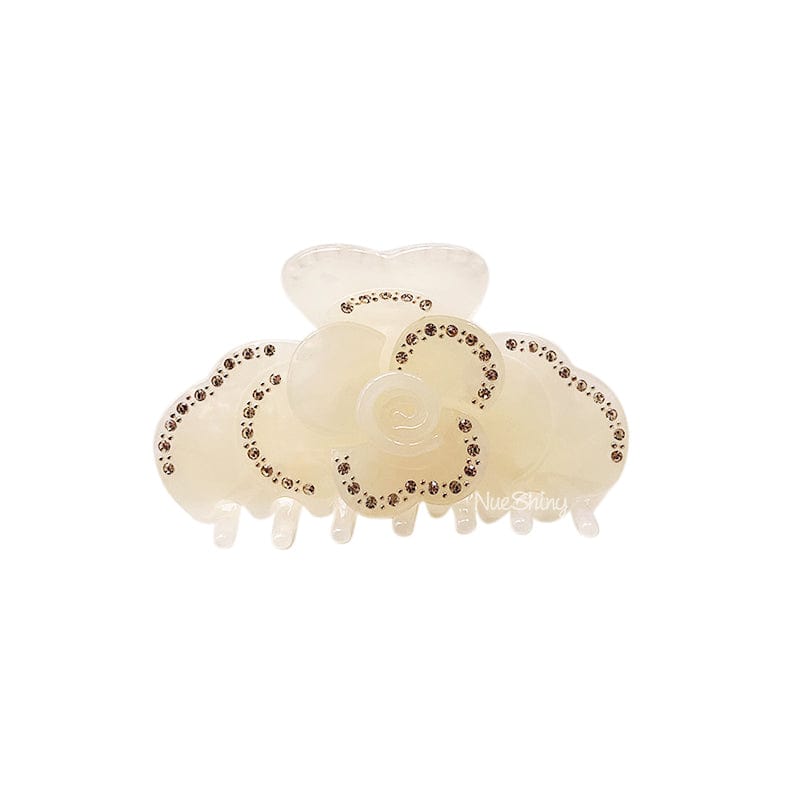 White Blossom Flower Diamond Hair Claw丨NueShiny