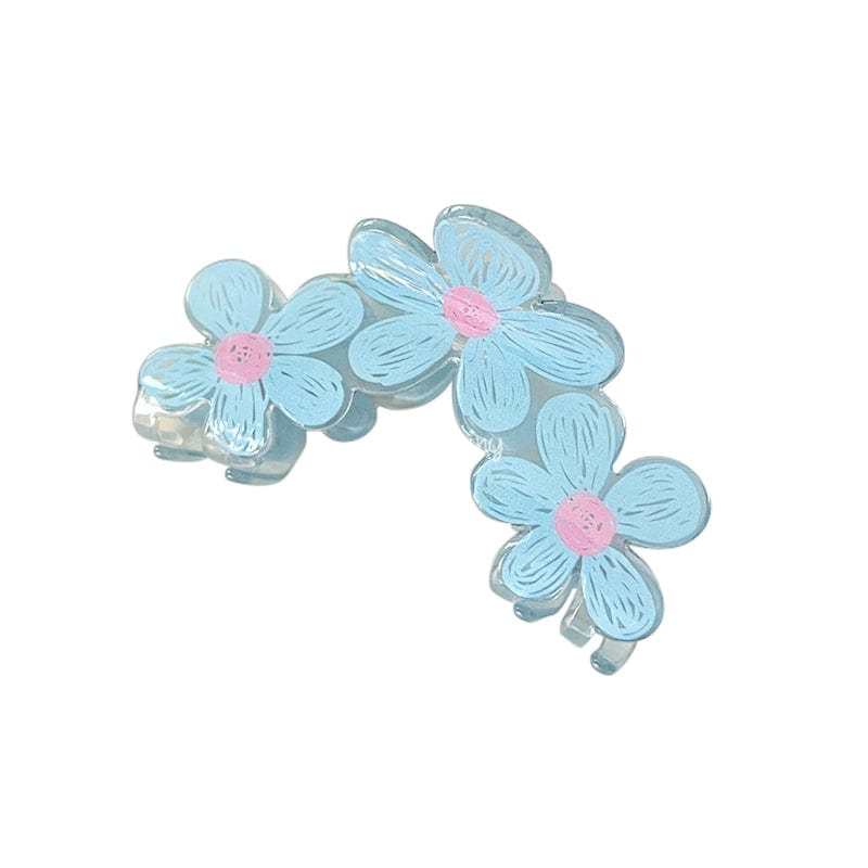 Transparent Bule Flower Sweet Hair Claw丨NueShiny