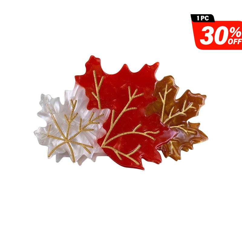 Medium Red, White And Brown Maple Leaves Hair Claw | NueShiny