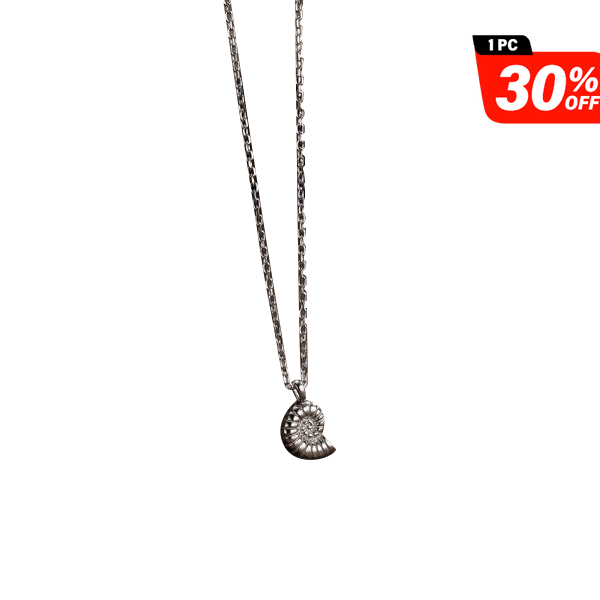 Sterling Silver Ammonite Shell Pendant Necklace | NueShiny