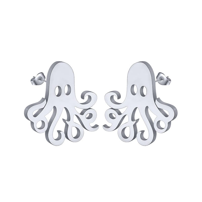 Sterling Silver Octopus Silver Earrings丨NueShiny