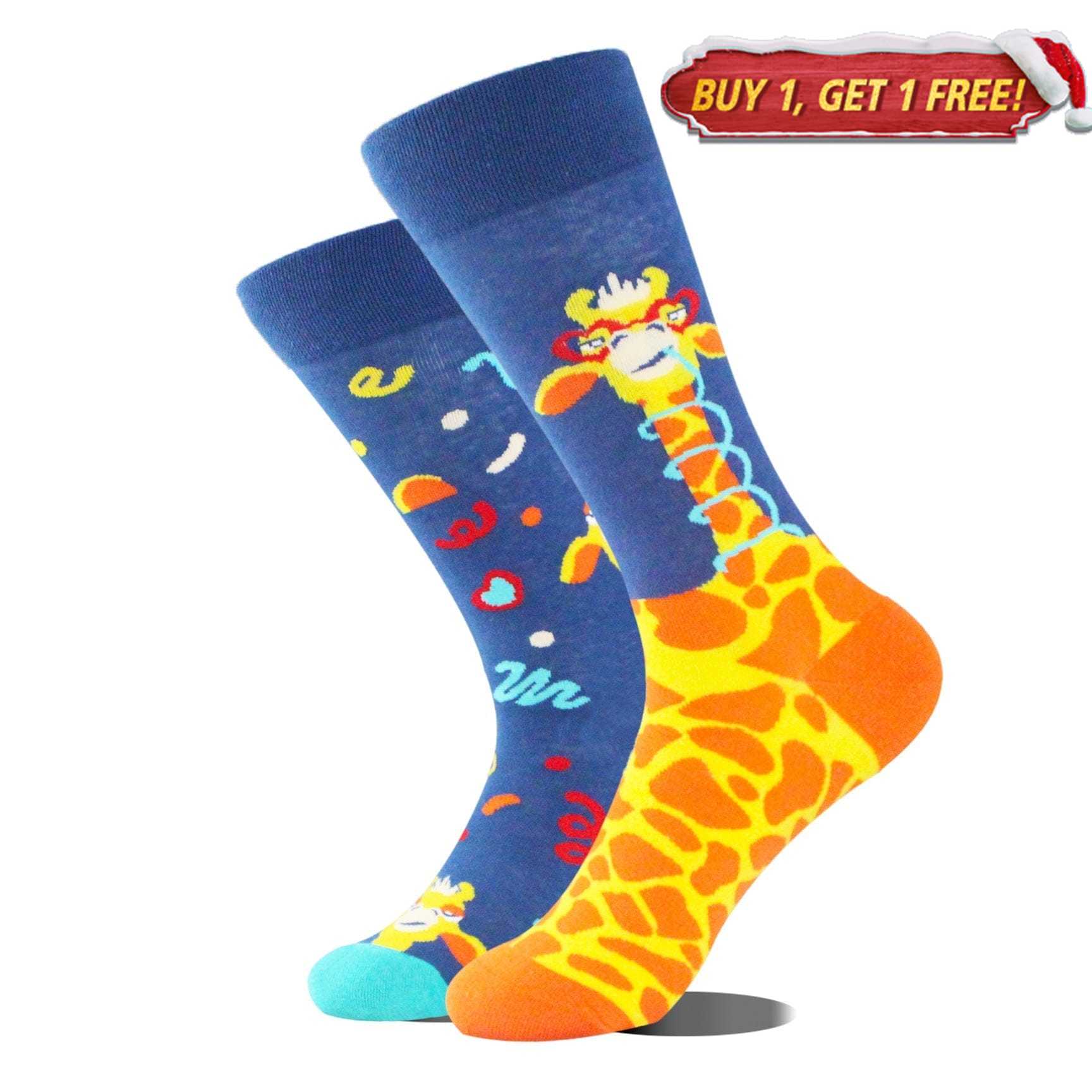 Giraffe Wearing Glasses Mismatched Socks | Nueshiny