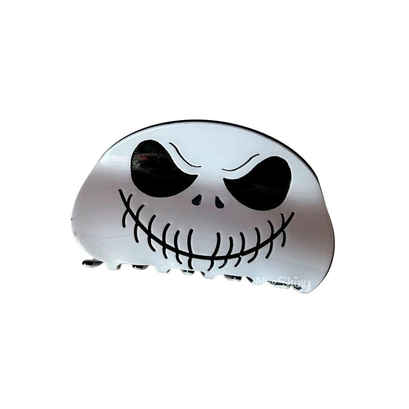 A Half-round Skull Happy Halloween Hair Claw