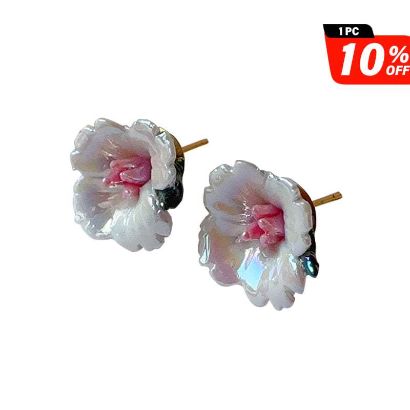 Small Ceramic Flower Earrings White | Nueshiny