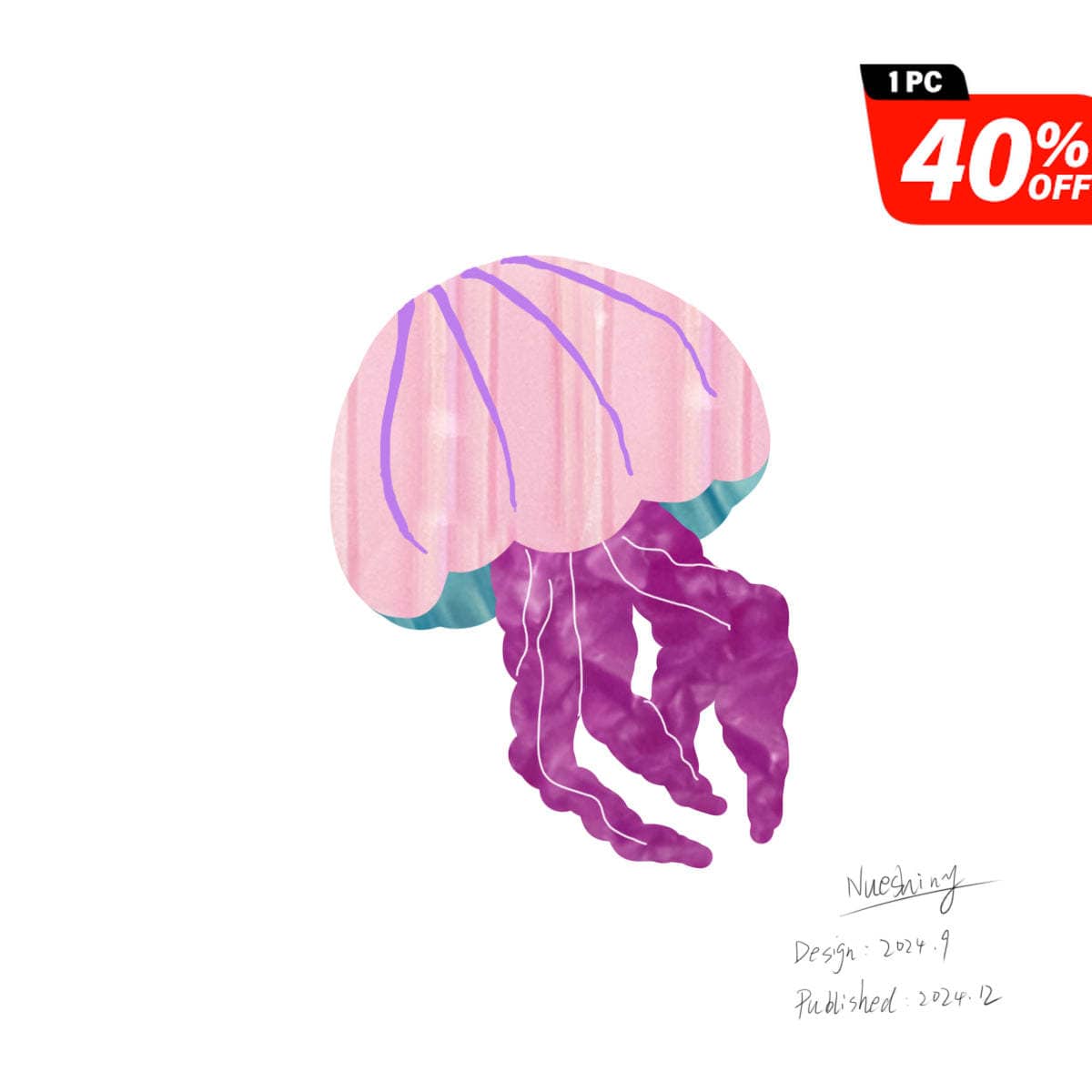 Pre-Sale Middle Pink-Purple Small Jellyfish Hair Claw | NueShiny