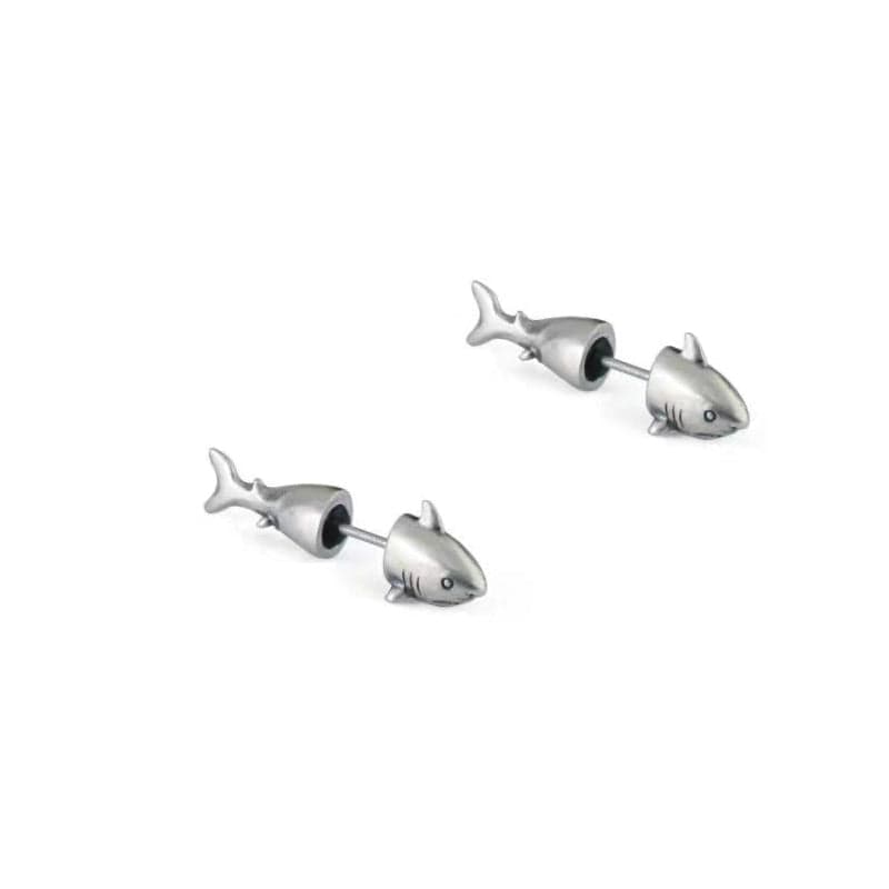 Sterling Silver Shark Earrings丨NueShiny