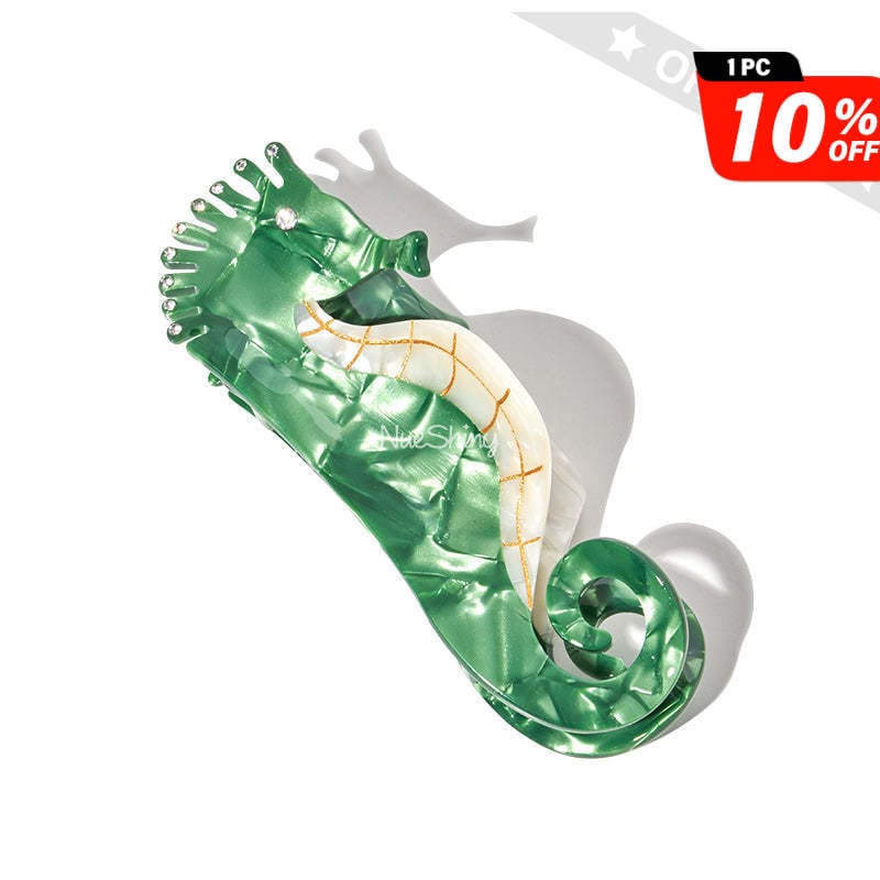 Large Green Seahorse Ocean Series Clip Claw丨NueShiny