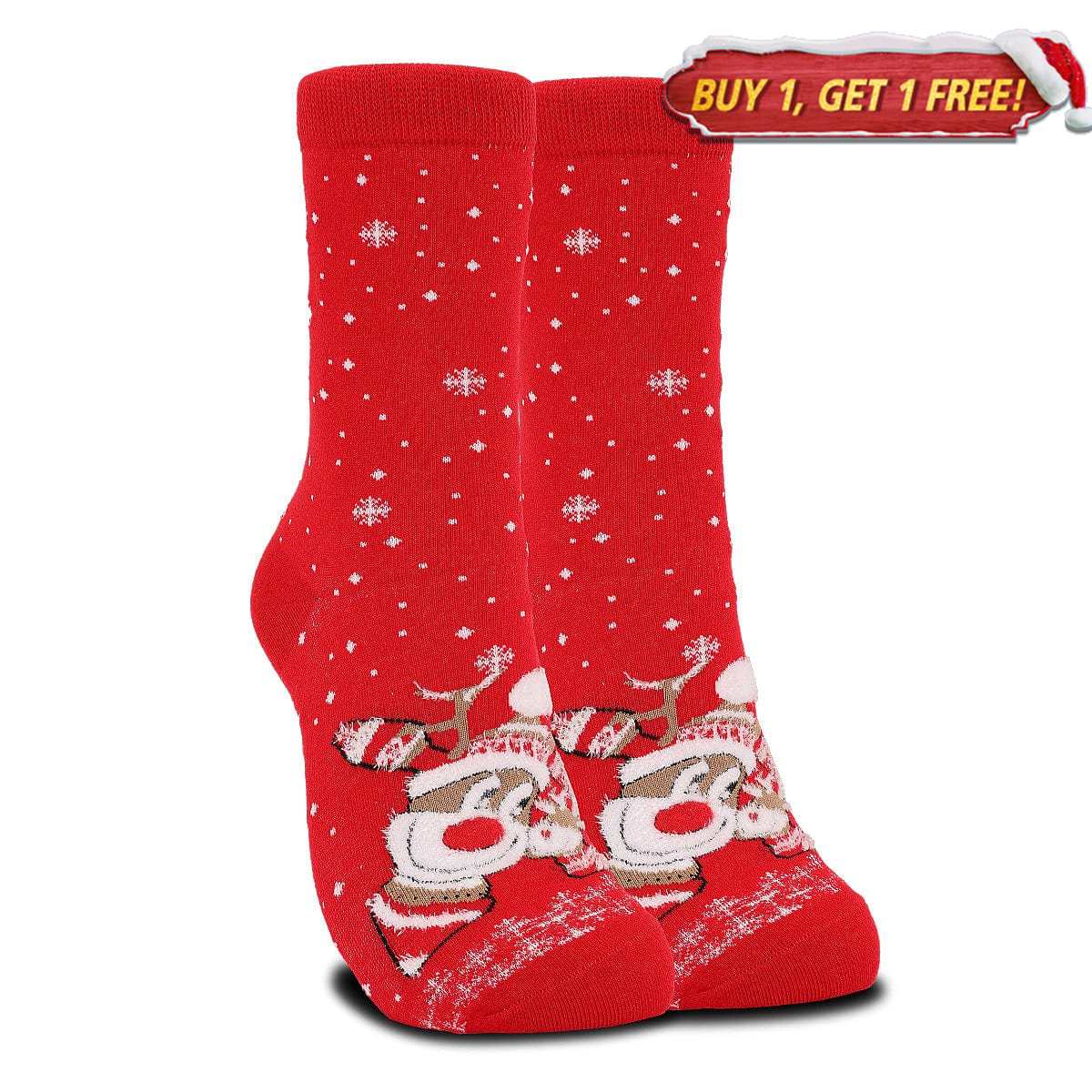 Big Red Reindeer Socks | Nueshiny