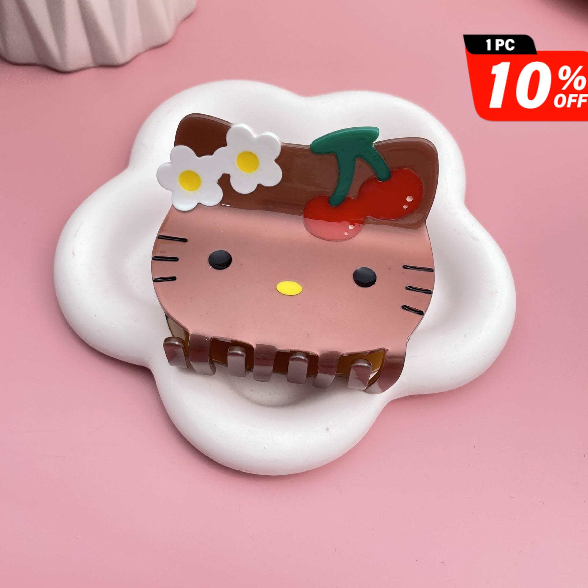 Medium  New Coffee Cherry Kitty Head Hair Claw | NueShiny