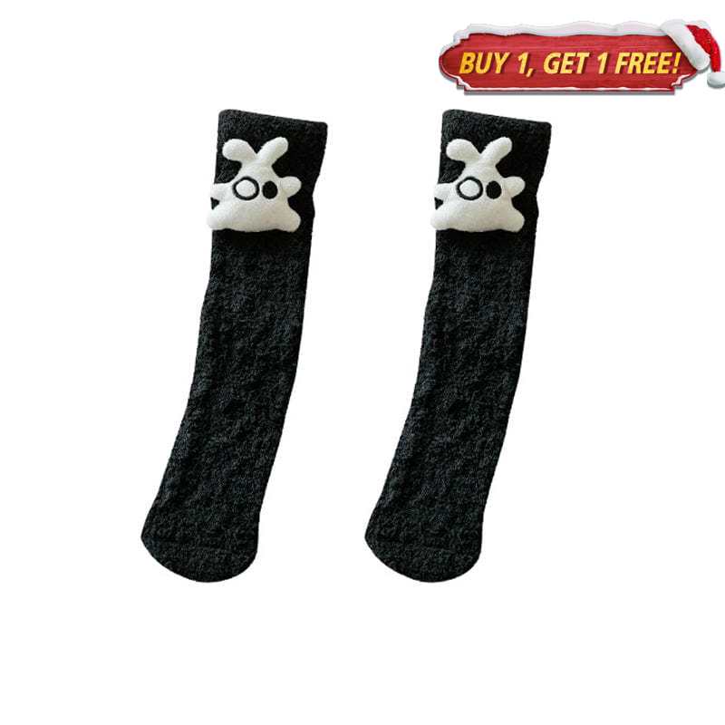 Black Fleece Bunny Socks丨NueShiny