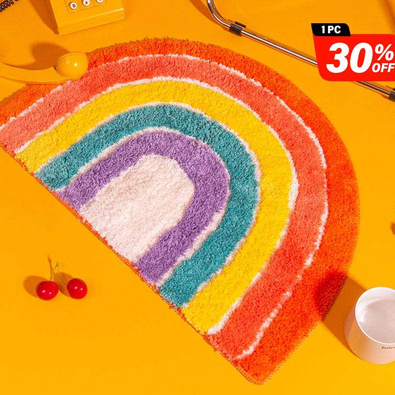 Luxury Semicircle Fluffy Rainbow Area Rug丨NueShiny