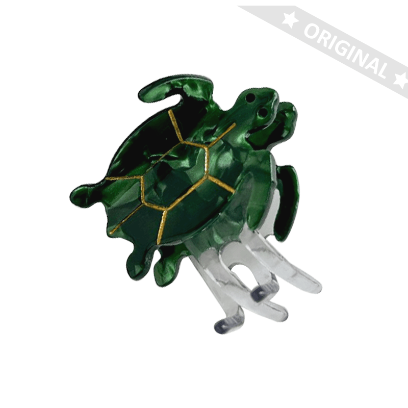 Mini Amber Green Turtle Hair Clip | NueShiny