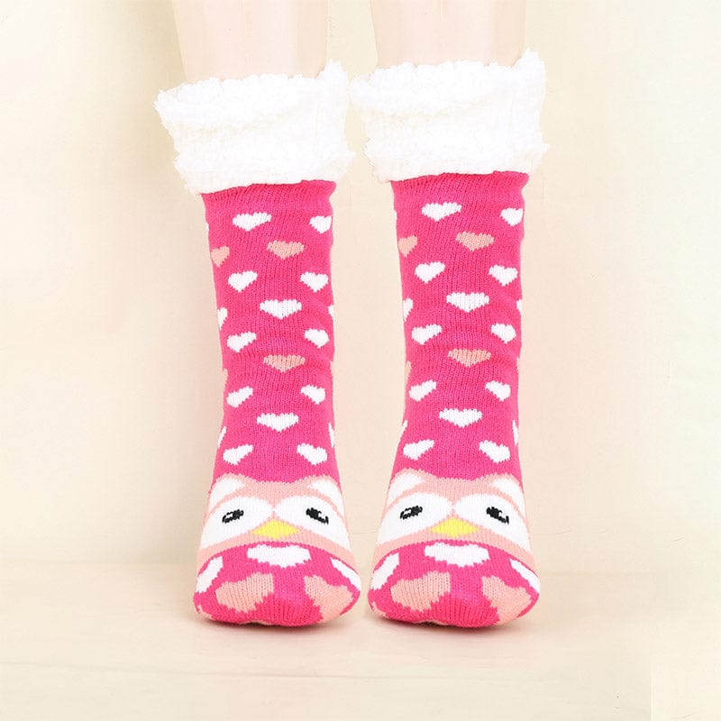 Owl Pink Warm Snow Socks丨NueShiny