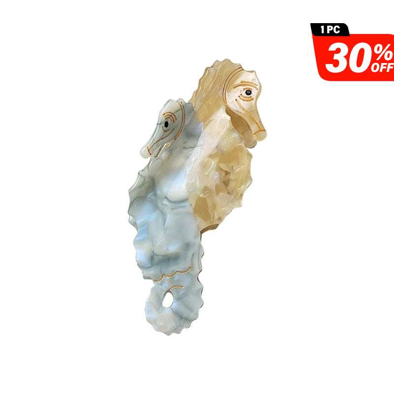 Large  Yellow blue Seahorse Hair Claw | NueShiny