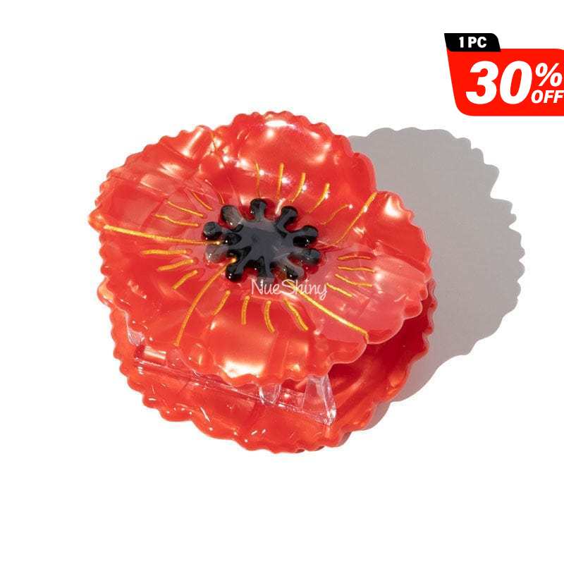 Pretty Red Poppy Hair Clip Claw丨NueShiny