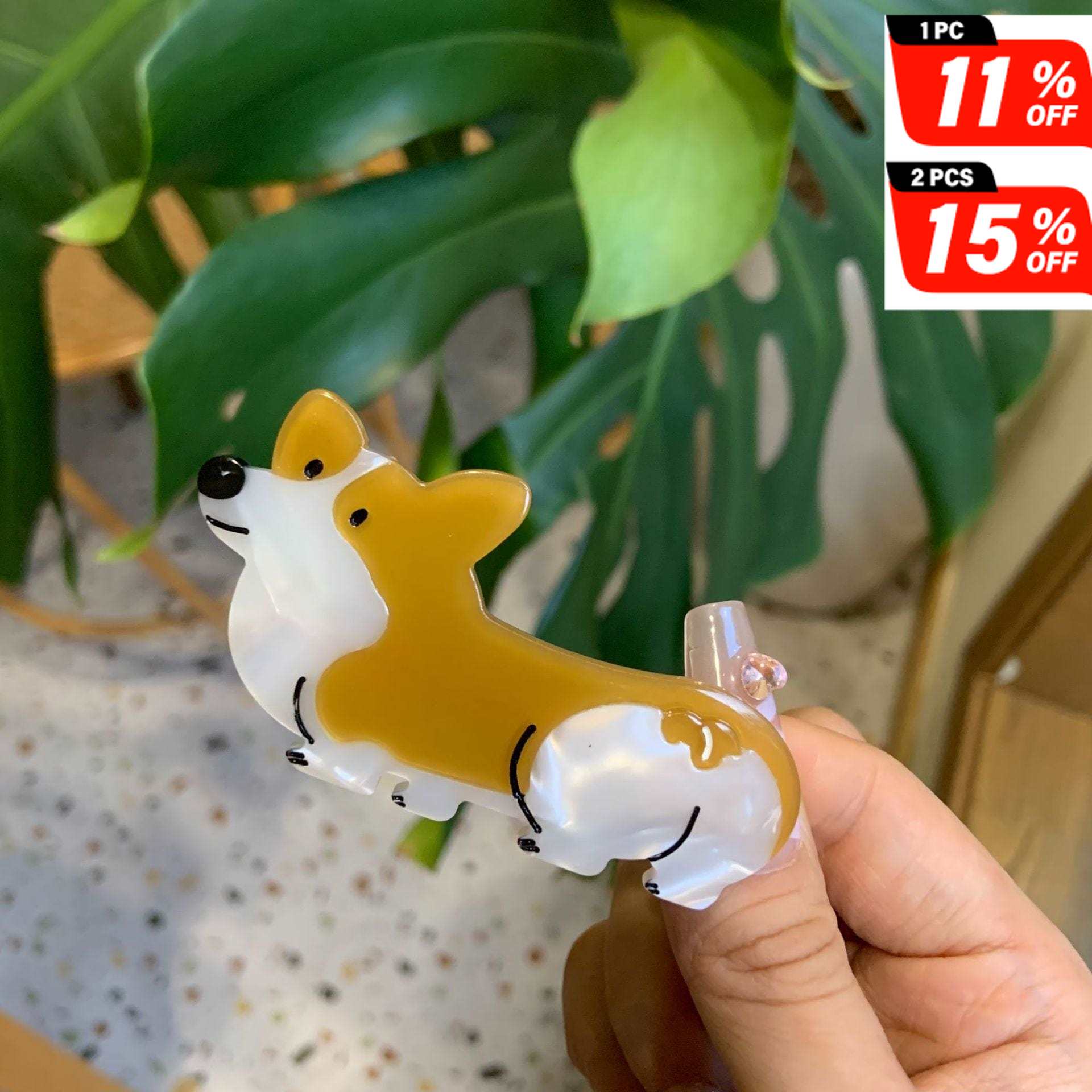 Small   Khaki-Corgi Duck Clip | NueShiny