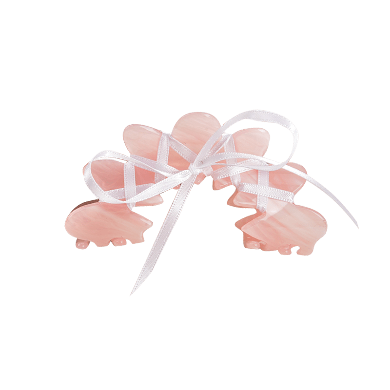 Medium Pink Ribbon Bow Hair Claw | NueShiny