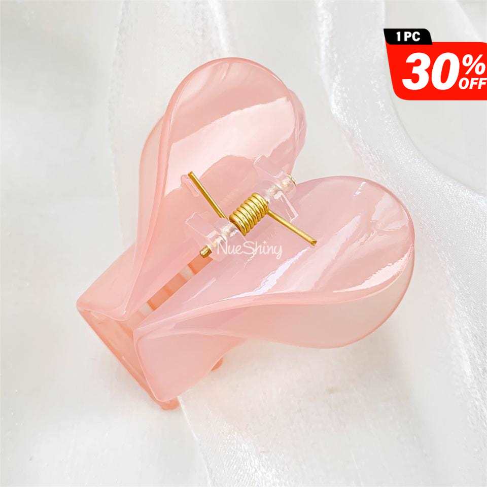 Heart Ladies Luster Hair Claw In Pink丨NueShiny