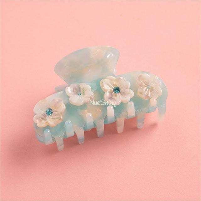 Drill Acetate Flower Cute Hair Claw In Light Blue丨NueShiny