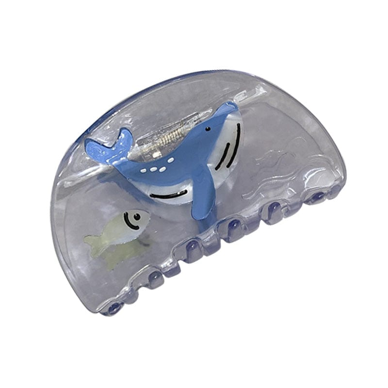 Medium Clear Blue Whale Hair Claw | NueShiny