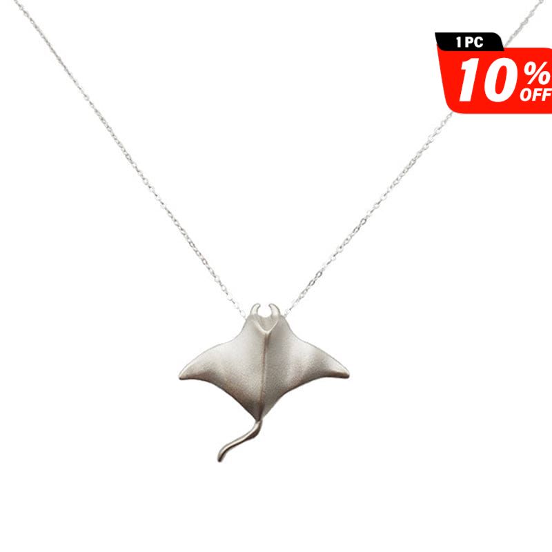 Sterling Silver Manta Ray Necklace丨NueShiny