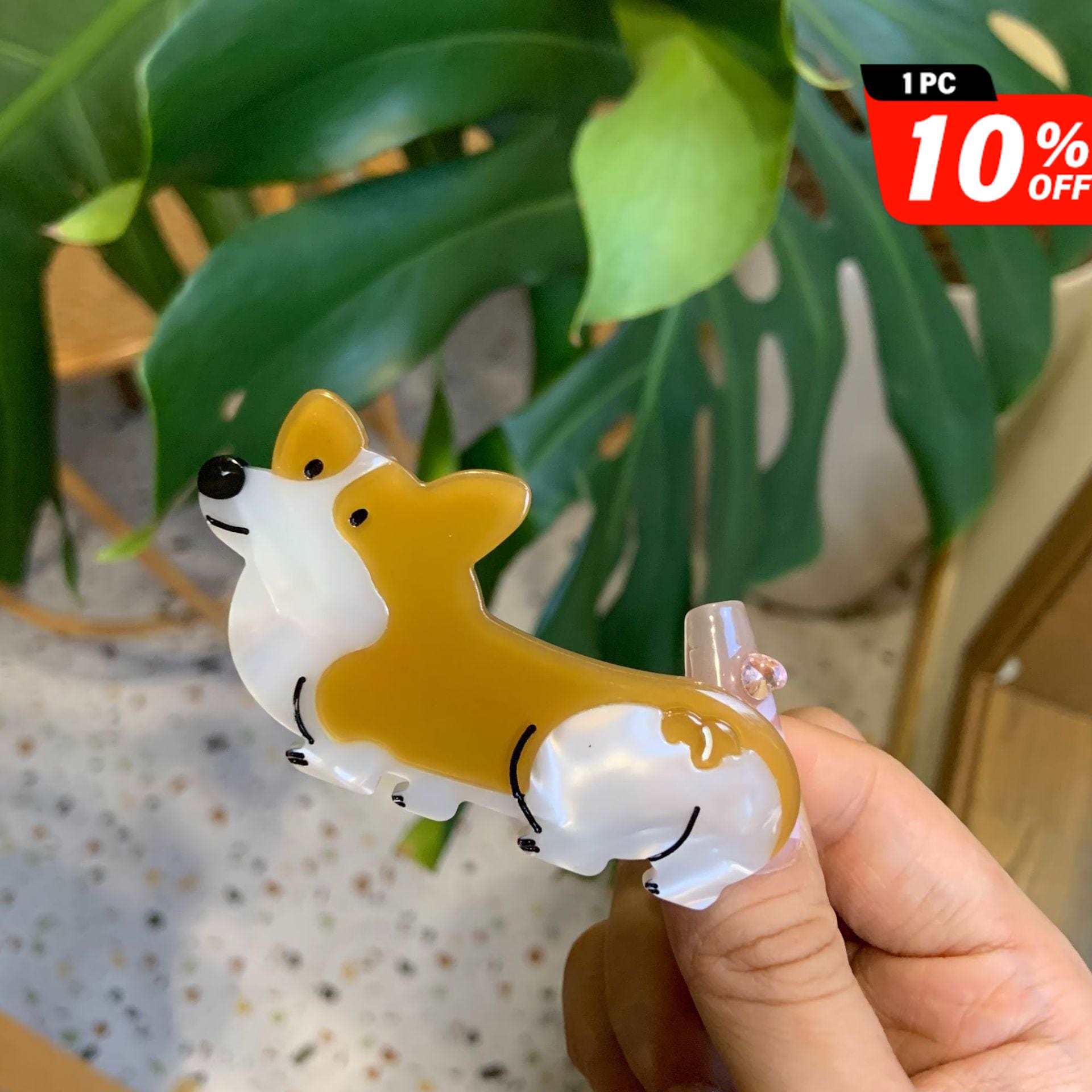 Small   Khaki-Corgi Duck Clip | NueShiny