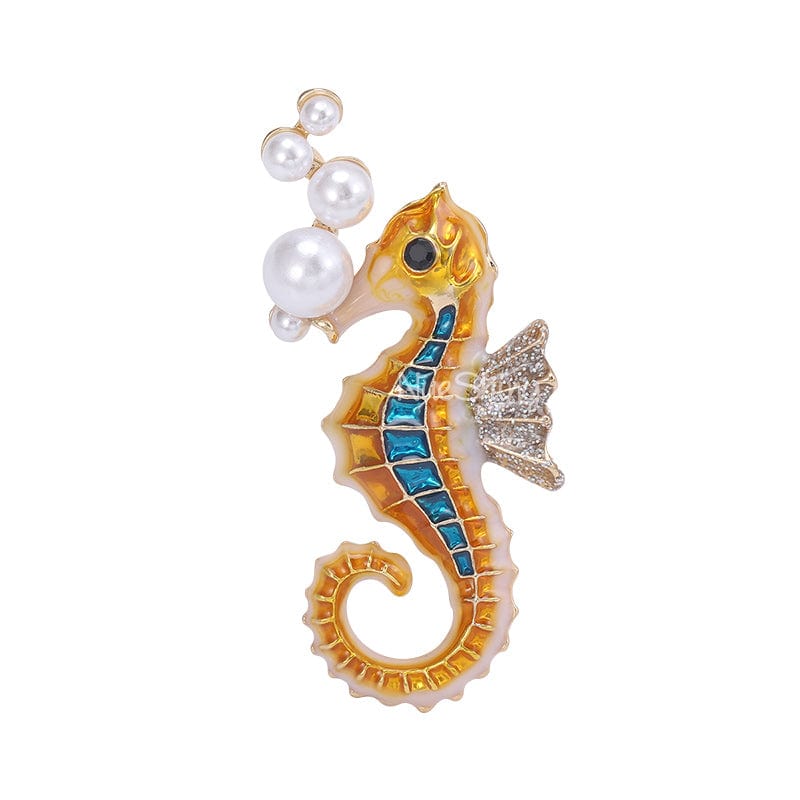 Adorable Ocean Yellow Seahorse Brooch Pin丨NueShiny