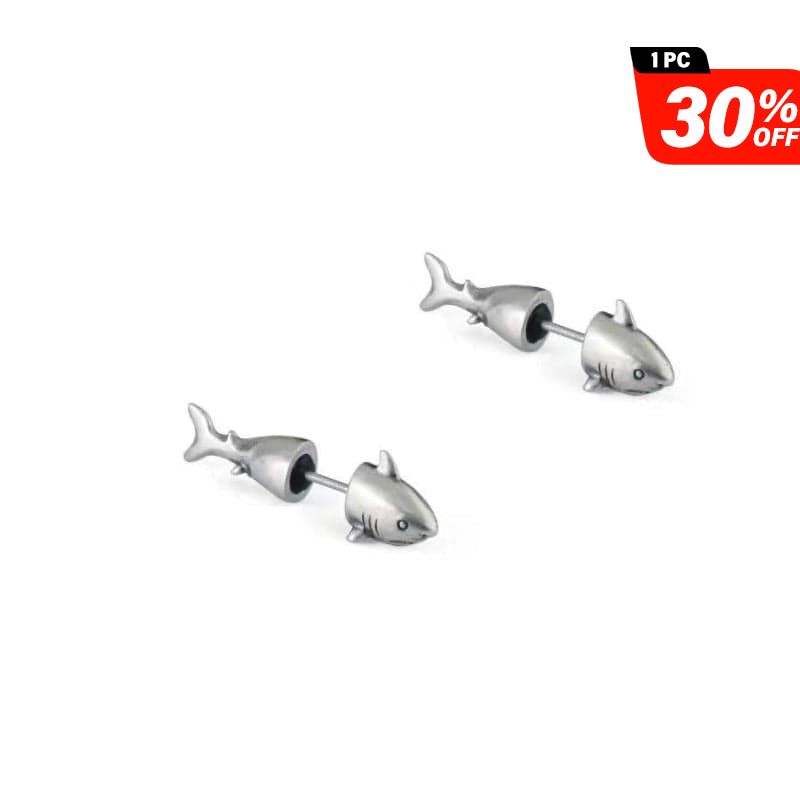 Sterling Silver Shark Earrings丨NueShiny