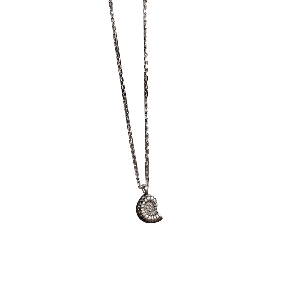 Sterling Silver Ammonite Shell Pendant Necklace | NueShiny