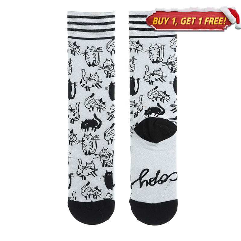 Black And White Cat Socks | Nueshiny